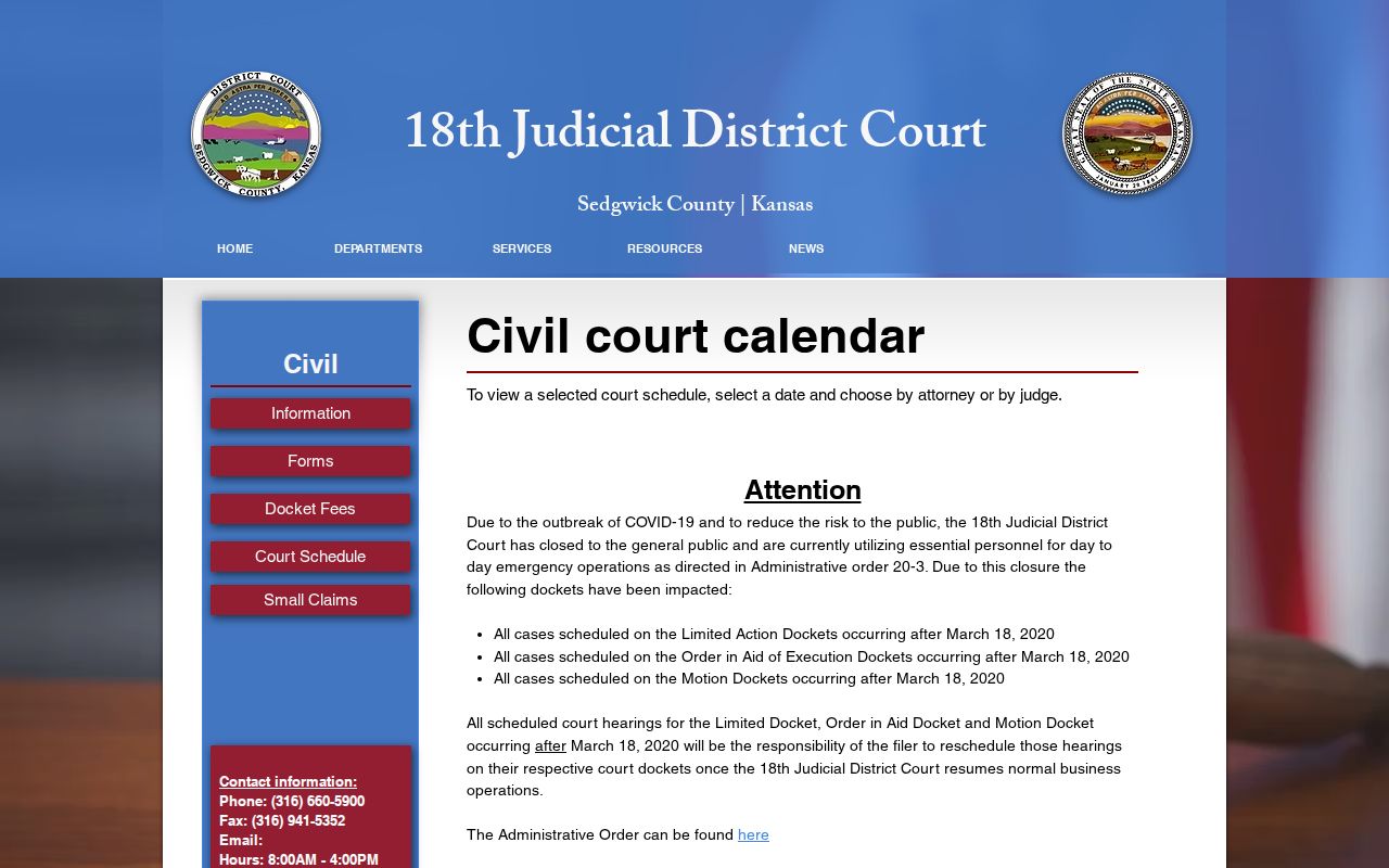 Kansas court calendar instructions for choosing a date and judge or attorney