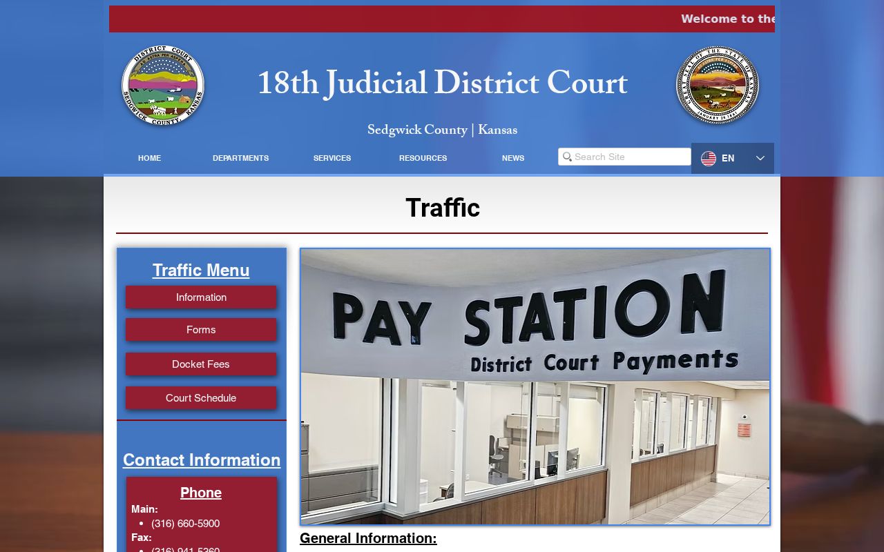 Kansas traffic court records held by a county District Court traffic department